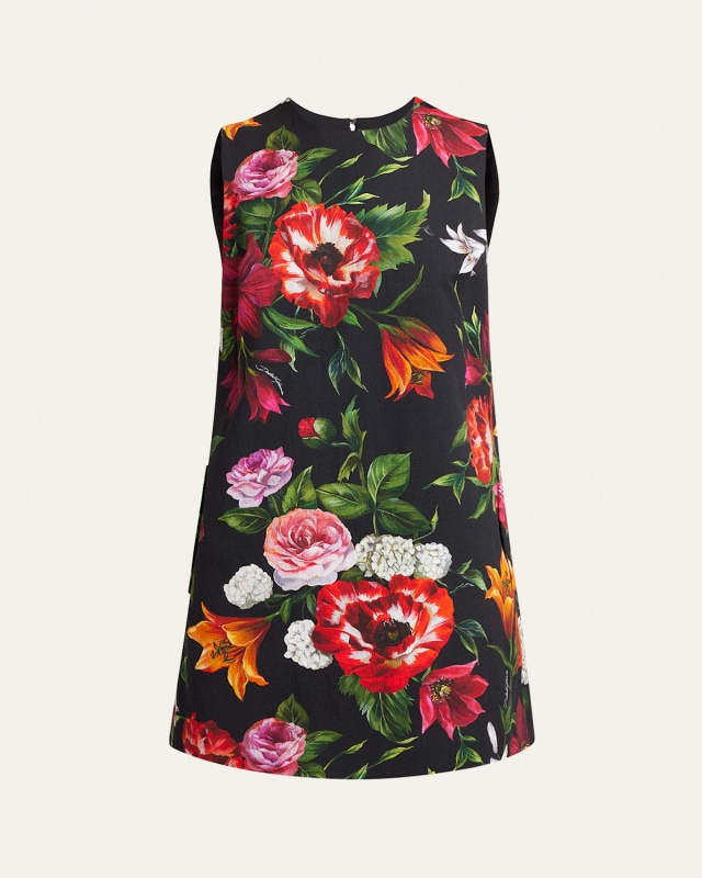 Floral-Print Sleeveless Mini Shift Dress